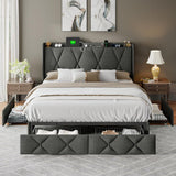 Feonase Bed Frame with 4 Storage Drawers