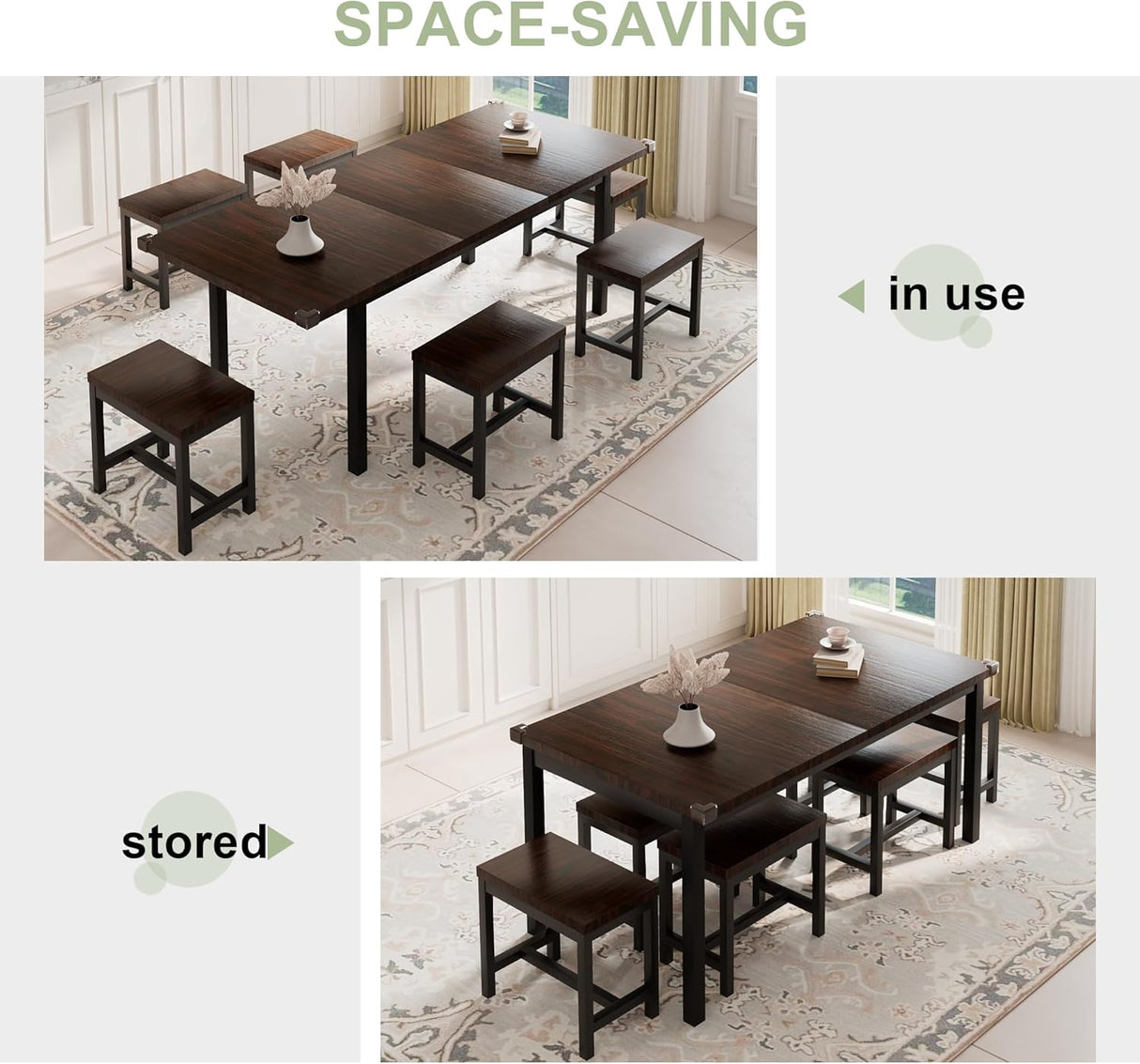 Feonase 7-Piece Dining Table Set for 4-8