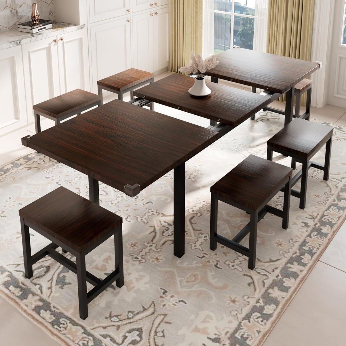 Feonase 7-Piece Dining Table Set for 4-8
