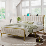 Feonase Leather Bed Frame with Fast Charging Station