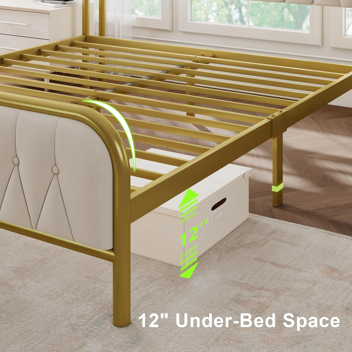 Feonase Leather Bed Frame with Fast Charging Station