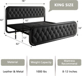 Feonase Upholstered Bed Frame with Faux Leather Headboard