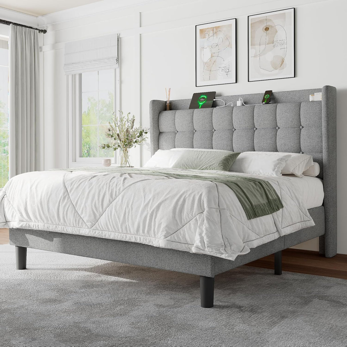Feonase Bed Frame with Charging Station