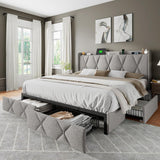 Feonase Bed Frame with 4 Storage Drawers