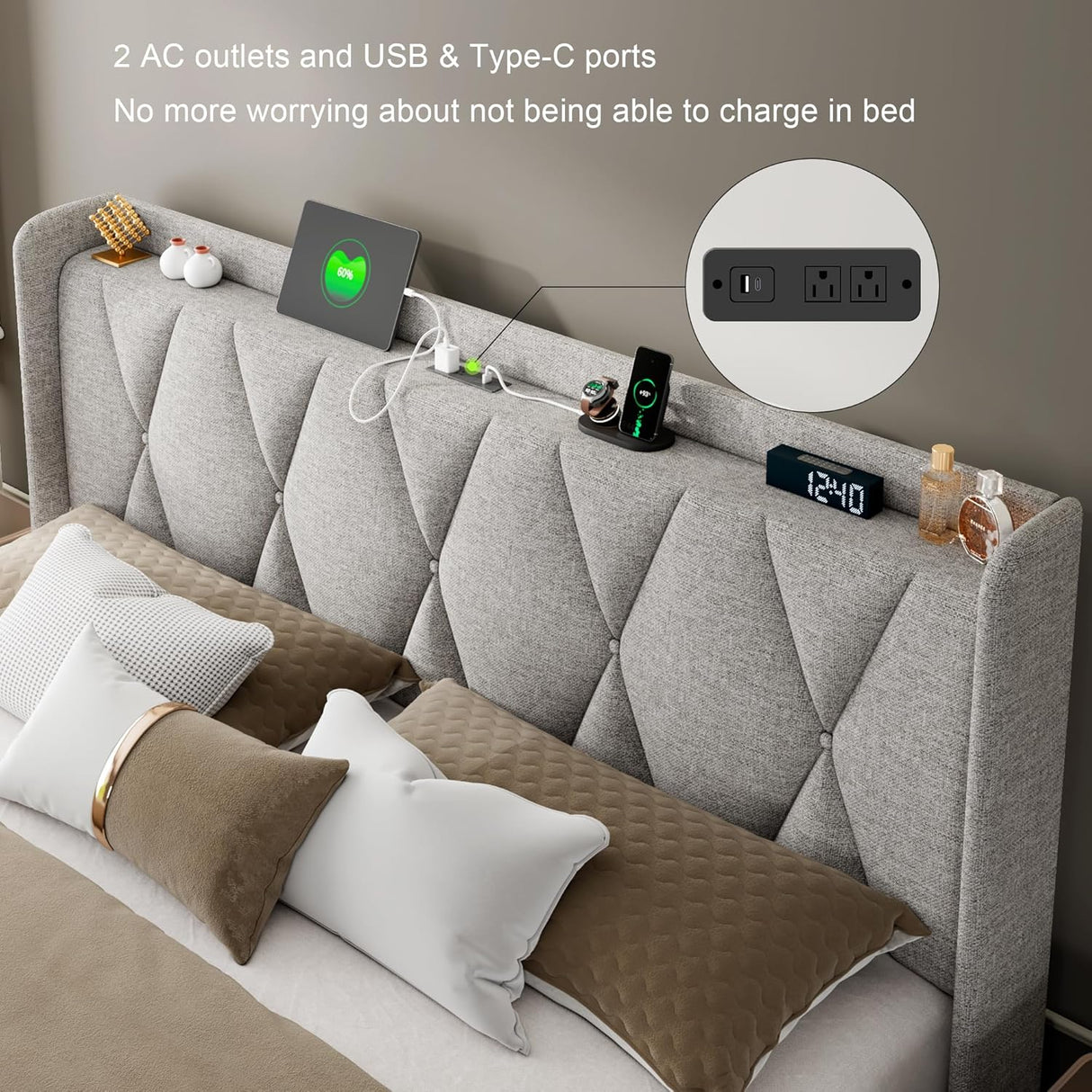 Feonase Bed Frame with 4 Storage Drawers
