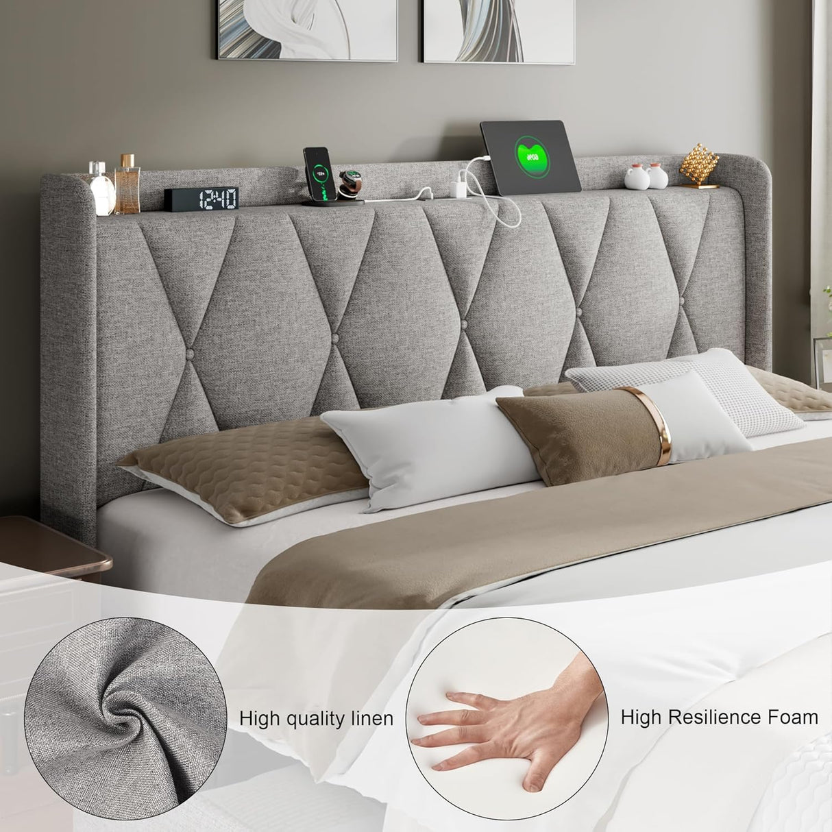Feonase Bed Frame with 4 Storage Drawers
