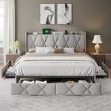 Feonase Bed Frame with 4 Storage Drawers