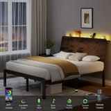 Feonase Bed Frame with Ergonomic Storage Headboard & Charging Station