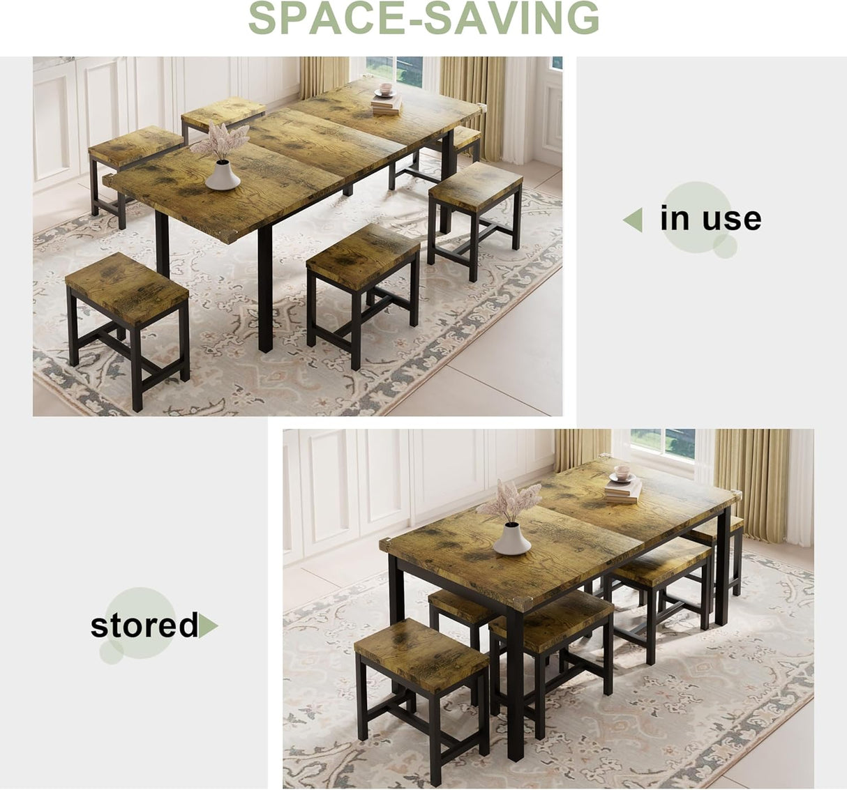 Feonase 7-Piece Dining Table Set for 4-8