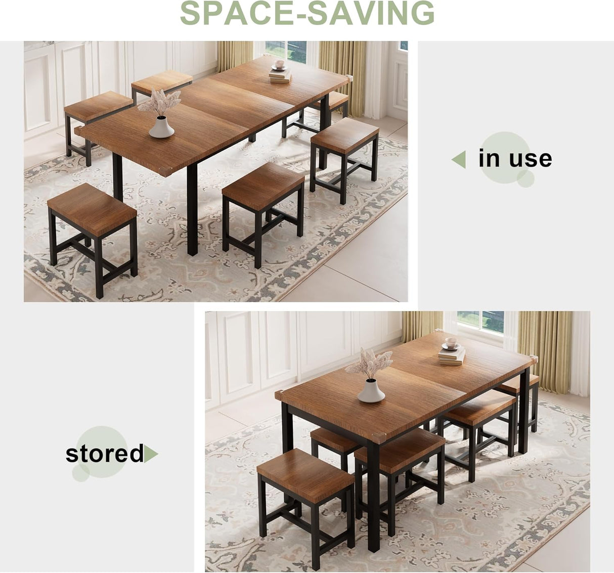 Feonase 7-Piece Dining Table Set for 4-8
