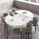 Feonase 59" Round Extendable Dining Room Table for 6