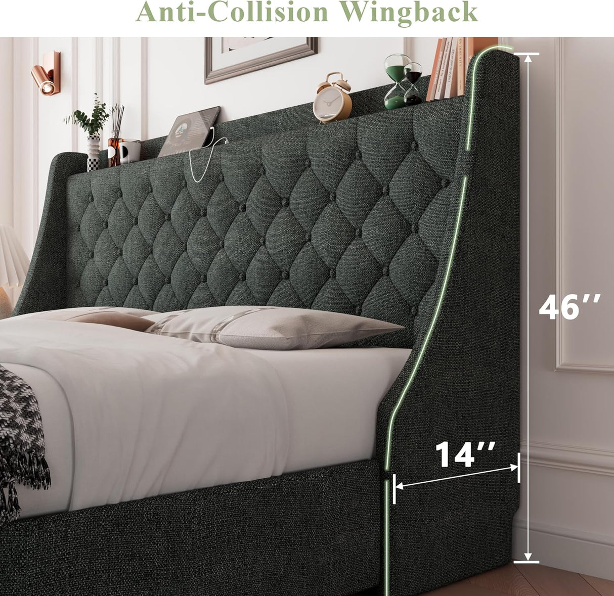 Feonase Bed Frame with 4 Storage Drawers