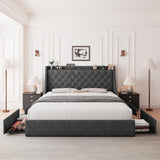 Feonase Bed Frame with 4 Storage Drawers
