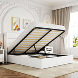 Lift Up Storage Bed, Modern Wingback Headboard, Hydraulic Support, No Box Spring Needed