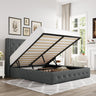 Lift Up Storage Bed, Modern Wingback Headboard, Hydraulic Support, No Box Spring Needed