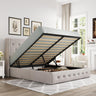 Lift Up Storage Bed, Modern Wingback Headboard, Hydraulic Support, No Box Spring Needed