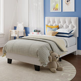 Velvet Bed Frame with Headboard, Button Tufted Upholstered Bed Base