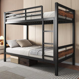 Feonase Metal Bunk Bed Twin Over Twin with Ladder and High Guardrail