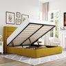Lift Up Storage Bed, Modern Wingback Headboard, Hydraulic Support, No Box Spring Needed