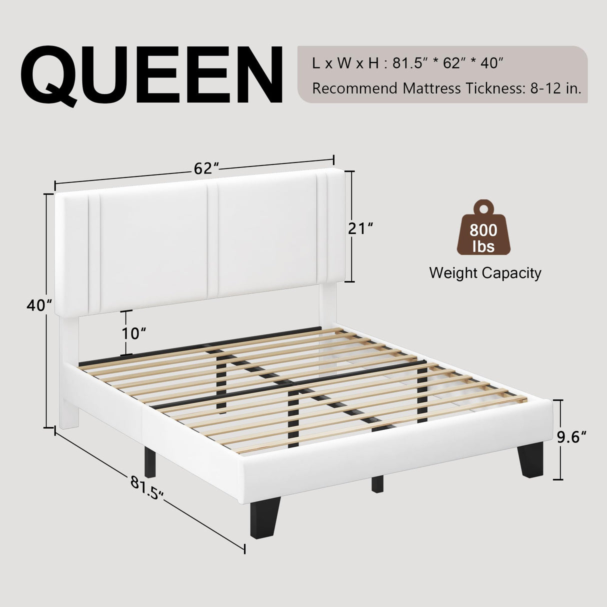 Upholstered Twin Size Bed Frame with Linen Fabric Headboard