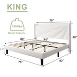 Feonase King Size Bed Frame, Modern Bed Frame with Charging Station
