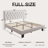 Velvet Bed Frame with Headboard, Button Tufted Upholstered Bed Base