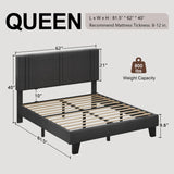 Upholstered Twin Size Bed Frame with Linen Fabric Headboard