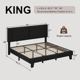 Upholstered Twin Size Bed Frame with Linen Fabric Headboard