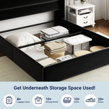 Lift Up Storage Bed, Modern Wingback Headboard, Hydraulic Support, No Box Spring Needed