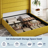 Lift Up Storage Bed, Modern Wingback Headboard, Hydraulic Support, No Box Spring Needed