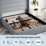 Lift Up Storage Bed, Modern Wingback Headboard, Hydraulic Support, No Box Spring Needed