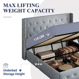Lift Up Storage Bed, Modern Wingback Headboard, Hydraulic Support, No Box Spring Needed