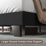 Upholstered Twin Size Bed Frame with Linen Fabric Headboard