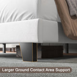 Upholstered Twin Size Bed Frame with Linen Fabric Headboard