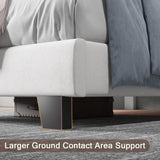 Upholstered Twin Size Bed Frame with Linen Fabric Headboard
