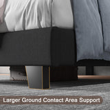 Upholstered Twin Size Bed Frame with Linen Fabric Headboard