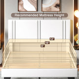 Upholstered Twin Size Bed Frame with Linen Fabric Headboard