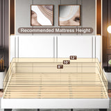 Upholstered Twin Size Bed Frame with Linen Fabric Headboard