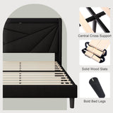 Feonase King Size Bed Frame, Modern Bed Frame with Charging Station