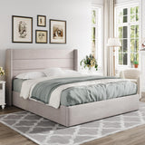 Lift Up Storage Bed, Modern Wingback Headboard, Hydraulic Support, No Box Spring Needed