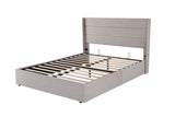 Lift Up Storage Bed, Modern Wingback Headboard, Hydraulic Support, No Box Spring Needed