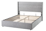Lift Up Storage Bed, Modern Wingback Headboard, Hydraulic Support, No Box Spring Needed